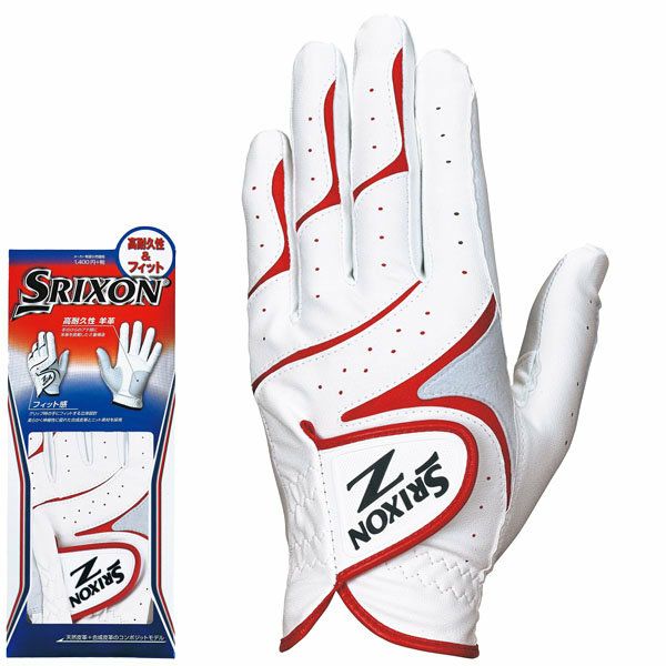 ダンロップ　SRIXON スリクソン　高耐久性＆フィット メンズ ゴルフグローブ GGG-S016　ホワイト/レッド