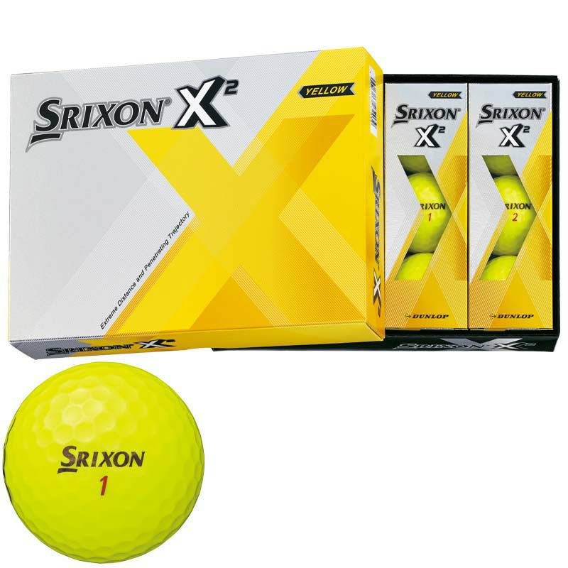 スリクソン SRIXON X2 エックスツー ゴルフボール 1ダース（12球入り） イエロー 2020年モデル | 【公式】有賀園ゴルフオンラインAGO