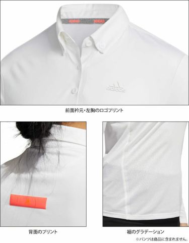 アディダス adidas　レディース ロゴプリント 長袖 ボタンダウン ポロシャツ INR96　2020年モデル 詳細4