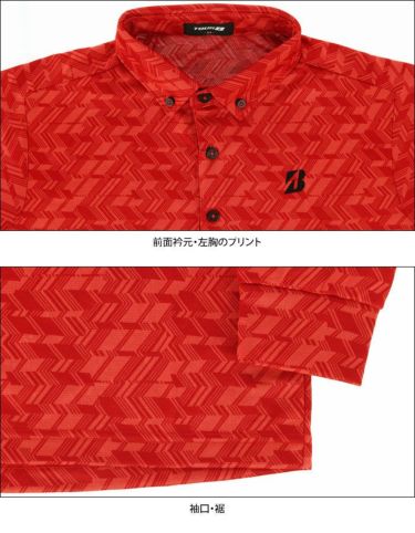 ブリヂストンゴルフ TOUR B メンズ 幾何学柄 長袖 ボタンダウン ポロシャツ SGM31F　2020年モデル 詳細4