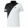 アディダス adidas　メンズ ロゴプリント カラーブロック 半袖 ボタンダウン ポロシャツ 23282　2021年モデル ブラック/ホワイト（GM3659）