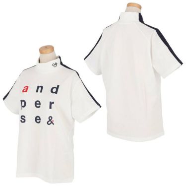アンパスィ and per se　レディース ロゴプリント 袖ライン 半袖 モックネックシャツ AFS9501V2　2021年モデル 詳細3