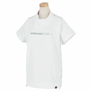 ニューバランスゴルフ　レディース METRO 背面ロゴボーダー柄 半袖 モックネックシャツ 012-1166506　2021年モデル ホワイト（030）