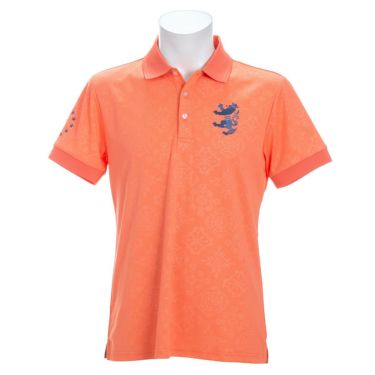 アドミラル Admiral　メンズ ランパント刺繍 総柄 エンボスプリント 半袖 ポロシャツ ADMA147　2021年モデル オレンジ（46）