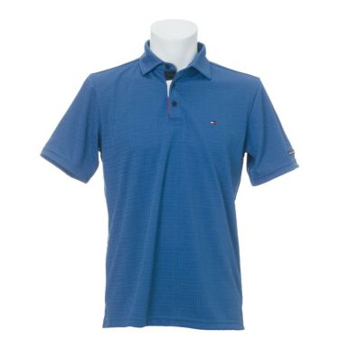 トミー ヒルフィガー ゴルフ　メンズ ロゴ刺繍 総柄 ジャガード 半袖 ポロシャツ THMA105　2021年モデル ブルー（34）