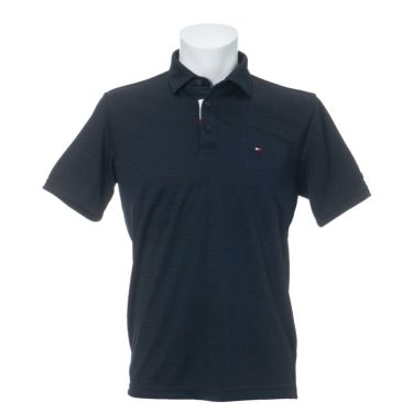 トミー ヒルフィガー ゴルフ　メンズ ロゴ刺繍 総柄 ジャガード 半袖 ポロシャツ THMA105　2021年モデル ネイビー（30）