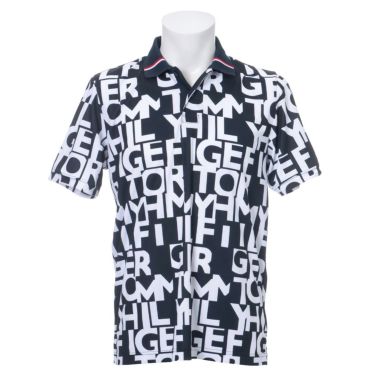 トミー ヒルフィガー ゴルフ　メンズ 総柄 ロゴプリント 半袖 ポロシャツ THMA116　2021年モデル ネイビー（30）