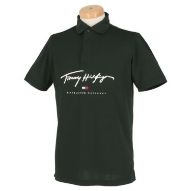 トミー ヒルフィガー ゴルフ　メンズ ロゴプリント 半袖 ポロシャツ THMA119　2021年モデル ブラック（10）