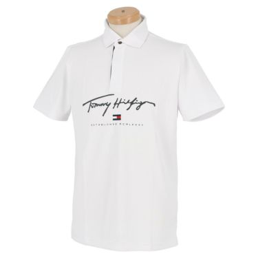 トミー ヒルフィガー ゴルフ　メンズ ロゴプリント 半袖 ポロシャツ THMA119　2021年モデル ホワイト（00）