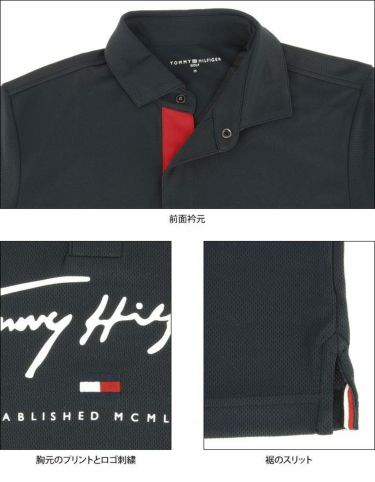トミー ヒルフィガー ゴルフ　メンズ ロゴプリント 半袖 ポロシャツ THMA119　2021年モデル 詳細2