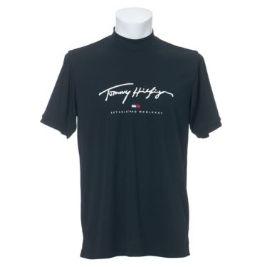 トミー ヒルフィガー ゴルフ　メンズ ロゴプリント 半袖 モックネックシャツ THMA133　2021年モデル ネイビー（30）