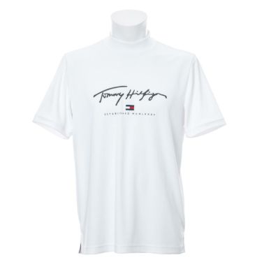 トミー ヒルフィガー ゴルフ　メンズ ロゴプリント 半袖 モックネックシャツ THMA133　2021年モデル ホワイト（00）