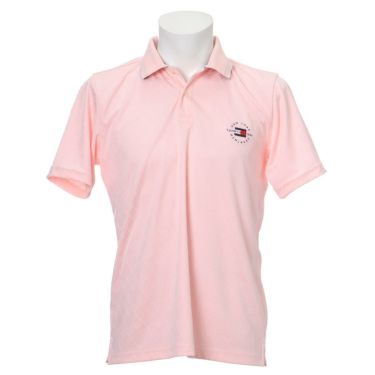 トミー ヒルフィガー ゴルフ　メンズ 総柄 ジャガード ロゴ刺繍 半袖 ポロシャツ THMA136　2021年モデル ピンク（48）