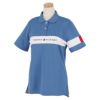 トミー ヒルフィガー ゴルフ　レディース 鹿の子 ロゴ刺繍 配色切替 半袖 ポロシャツ THLA105　2021年モデル ブルー（34）