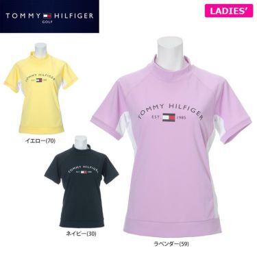 トミー ヒルフィガー ゴルフ　レディース ロゴプリント 鹿の子 生地切替 半袖 モックネックシャツ THLA119　2021年モデル 詳細1