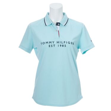 トミー ヒルフィガー ゴルフ　レディース フロッキープリント 背面ライン 半袖 ポロシャツ THLA130　2021年モデル サックス（39）