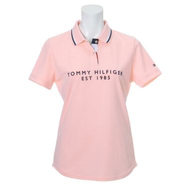 トミー ヒルフィガー ゴルフ　レディース フロッキープリント 背面ライン 半袖 ポロシャツ THLA130　2021年モデル ピンク（48）