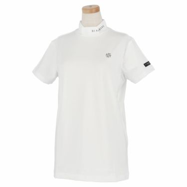 セントアンドリュース St ANDREWS　レディース ロゴプリント ベア天竺 半袖 ハイネックシャツ 043-1167352　2021年モデル ホワイト（030）