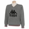カッパ Kappa　メンズ ビッグロゴ 長袖 Vネック セーター KGA52SW04　2020年モデル ヘザーグレー（HEGR）