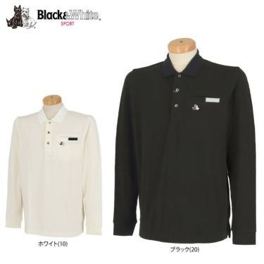 ブラック＆ホワイト Black＆White　メンズ ロゴ刺繍 ストレッチ ポケット付き 長袖 ポロシャツ BGF9210XJ　2020年モデル 詳細1