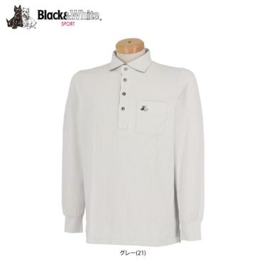 ブラック＆ホワイト Black＆White　メンズ ロゴ刺繍 ポケット付き 長袖 ホリゾンタルカラー ポロシャツ BGF9310XI　2020年モデル 詳細1