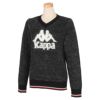 カッパ Kappa　レディース ビッグロゴ 長袖 Vネック セーター KGA62SW64　2020年モデル ブラック（BK）