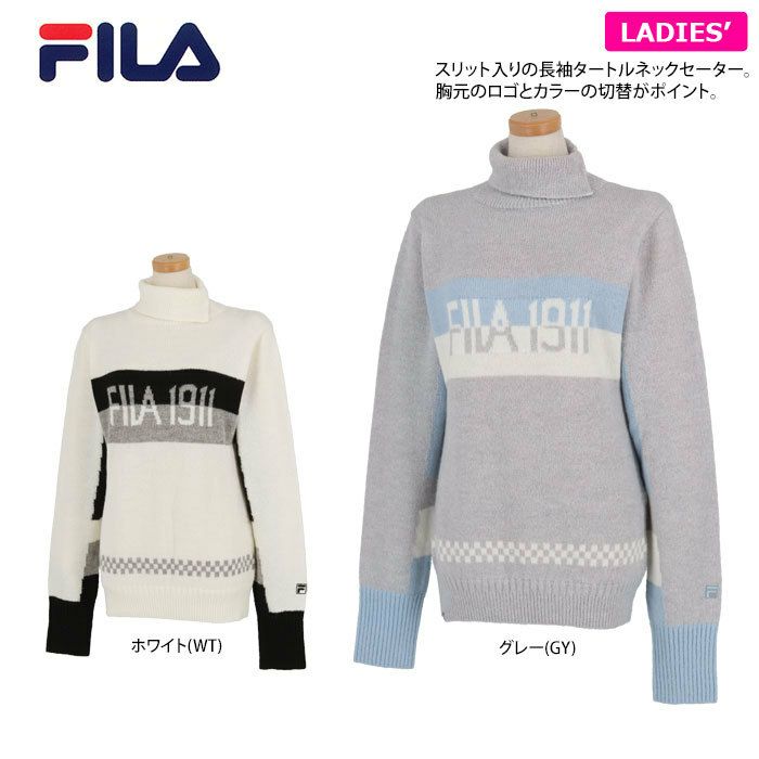 フィラ FILA レディース ロゴジャガード 配色切替 長袖 タートルネック セーター 790-705 2020年モデル | 【公式】有賀園ゴルフ オンラインAGO