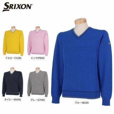 スリクソン SRIXON　メンズ ロゴ刺繍 カシミヤ 長袖 Vネック セーター RGMQJL10　2020年モデル 詳細1
