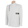 ブラック&ホワイト Black＆White　ホワイトライン メンズ ロゴプリント ストレッチ 長袖 モックネックシャツ BGF9201WB　2021年モデル シルバーグレー（21）