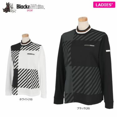 ブラック&ホワイト Black＆White　ホワイトライン レディース チェック柄 長袖 モックネックシャツ BLF9201WD　2021年モデル 詳細1