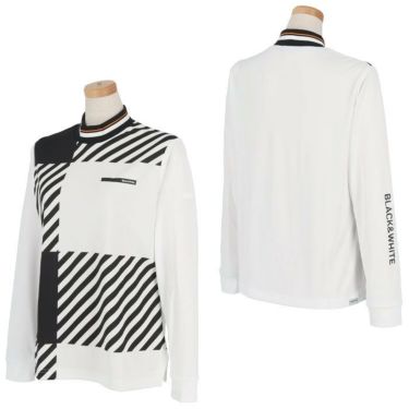 ブラック&ホワイト Black＆White　ホワイトライン レディース チェック柄 長袖 モックネックシャツ BLF9201WD　2021年モデル 詳細3