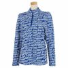 マンシングウェア Munsingwear　レディース Ximena Jimenez コラボ 総柄 長袖 ハーフジップシャツ MEWSJB01　2021年モデル ブルー（BL00）