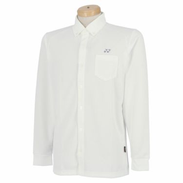 ヨネックス YONEX　メンズ ロゴ刺繍 ポケット付き 長袖 ボタンダウン ポロシャツ GWF1587　2020年モデル ホワイト（011）
