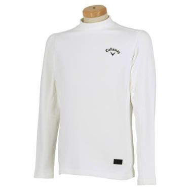 キャロウェイ Callaway　メンズ ロゴプリント 裏起毛 長袖 モックネックシャツ C21233109　2021年モデル ホワイト（1030）