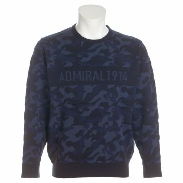 アドミラル Admiral　メンズ カモ柄 ジャガード 長袖 クルーネック セーター ADMA1B1　2021年モデル ネイビー（30）