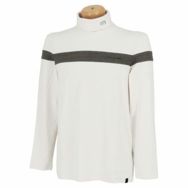 トラヴィスマシュー Travis Mathew　メンズ ライン配色 起毛素材 長袖 タートルネックシャツ 7AE026　2021年モデル ホワイト（1WHT）