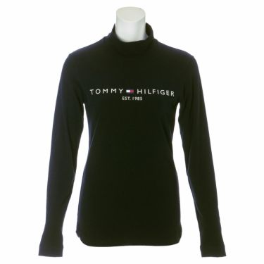 トミー ヒルフィガー ゴルフ　レディース ロゴプリント 起毛素材 長袖 ハイネックシャツ THLA167　2021年モデル ブラック（10）