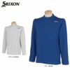 スリクソン SRIXON　メンズ ロゴ刺繍 ボーダー柄 裏起毛 長袖 モックネックシャツ RGMQJB12　2021年モデル