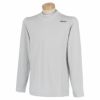 スリクソン SRIXON　メンズ ロゴ刺繍 ボーダー柄 裏起毛 長袖 モックネックシャツ RGMQJB12　2021年モデル ホワイト（WH00）