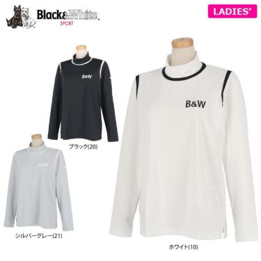 ブラック＆ホワイト Black＆White　ホワイトライン レディース ライン配色 長袖 モックネックシャツ BLF9201WB　2021年モデル 詳細1