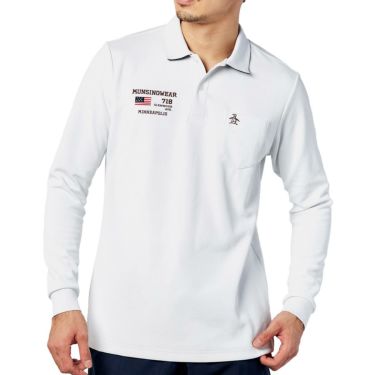 マンシングウェア Munsingwear　メンズ ロゴ刺繍 蓄熱保温 長袖 ポロシャツ MGMSJB05CH　2021年モデル ホワイト（WH00）