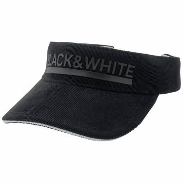ブラック＆ホワイト Black＆White　ホワイトライン メンズ ビッグロゴ コーデュロイ サンバイザー BGF8701W 20 ブラック　2021年モデル ブラック（20）