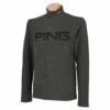 ピン PING　メンズ マイクロボーダー柄 ビッグロゴ 長袖 モックネックシャツ 621-1269003　2021年モデル ブラック（010）