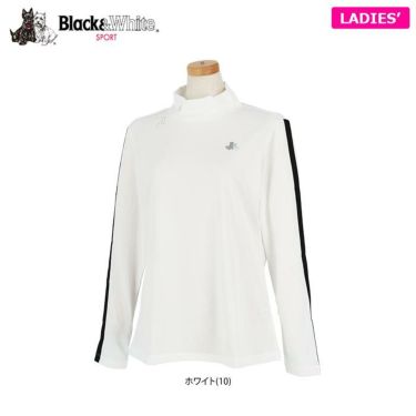 ブラック＆ホワイト Black＆White　レディース ラインストーンロゴ 袖ライン 長袖 ハイネックシャツ BLS9201XO　2021年モデル 詳細1