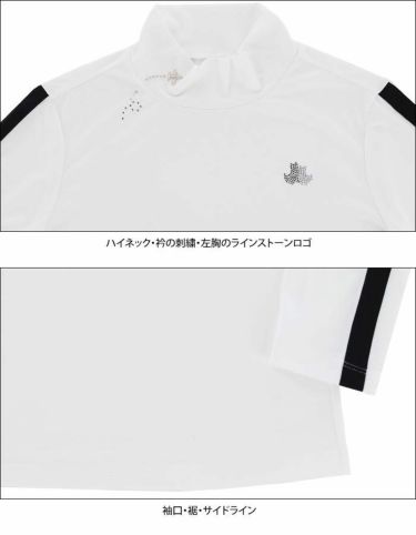 ブラック＆ホワイト Black＆White　レディース ラインストーンロゴ 袖ライン 長袖 ハイネックシャツ BLS9201XO　2021年モデル 詳細4