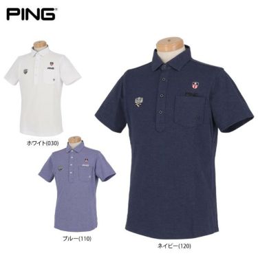 ピン PING　メンズ ロゴ刺繍 ポケット付き 半袖 共衿ポロシャツ 621-1160004　2021年モデル 詳細1