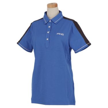 ピン PING　レディース 鹿の子 カラー切替 半袖 ポロシャツ 622-1160001　2021年モデル ブルー（111）