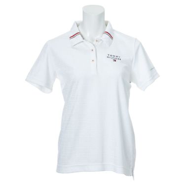 トミー ヒルフィガー ゴルフ　レディース フラッグジャガード 総柄 半袖 ポロシャツ THLA106　2021年モデル ホワイト（00）