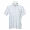 トミー ヒルフィガー ゴルフ　メンズ ロゴ刺繍 総柄 リーフプリント 半袖 ポロシャツ THMA140　2021年モデル グレー（19）