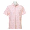 トミー ヒルフィガー ゴルフ　メンズ ロゴ刺繍 総柄 リーフプリント 半袖 ポロシャツ THMA140　2021年モデル ピンク（48）